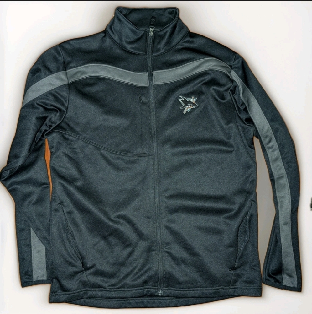 San Jose Sharks NHL Hockey Men's Full Zip Antiqua Black Jacket Medium